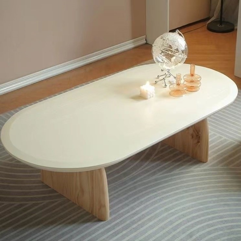 Japanese Furniture Hardware - 원목 크림색 소형 커피 테이블 심플