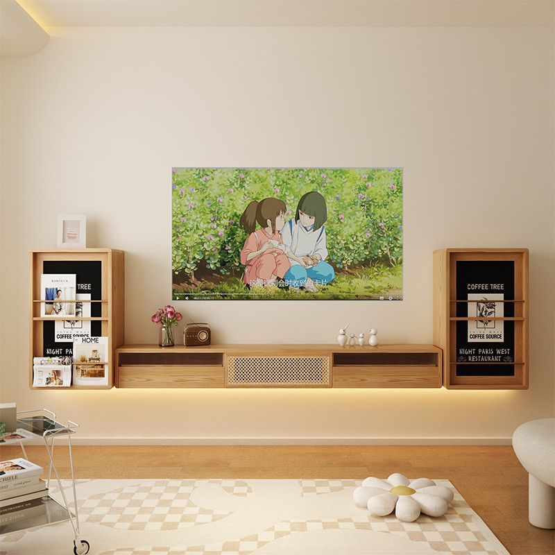 Japanese Furniture Hardware - 일본식 원목 라탄 매달린 TV 캐비닛