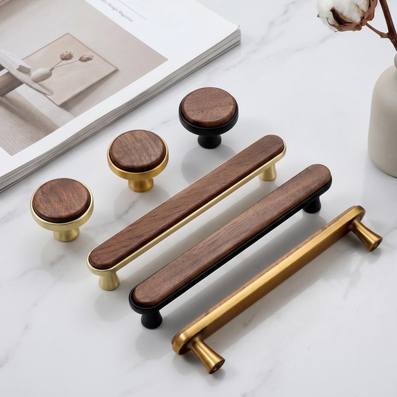 Japanese Furniture Hardware - 단단한 호두나무 일본식 주방 캐비닛 수납