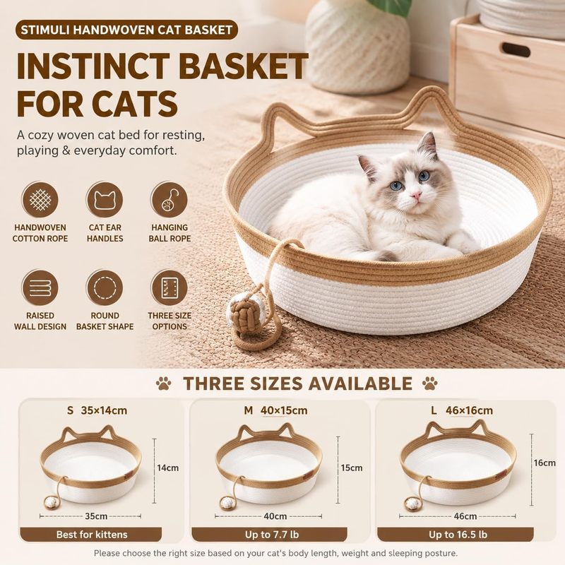 35/40/46cm 수공예 면로프 고양이 바구니 침대  - Furniture Hardware For Bed 리뷰 및 가격
