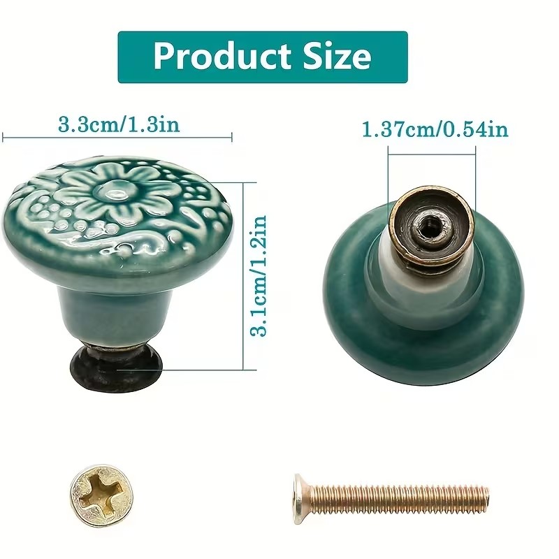 12개 세라믹 캐비닛 손잡이, 꽃무늬 디자인, 내구성이 - Furniture Hardware Bolts 리뷰 및 가격