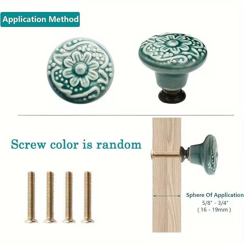 12개 세라믹 캐비닛 손잡이, 꽃무늬 디자인, 내구성이 - Furniture Hardware Bolts 리뷰 및 가격