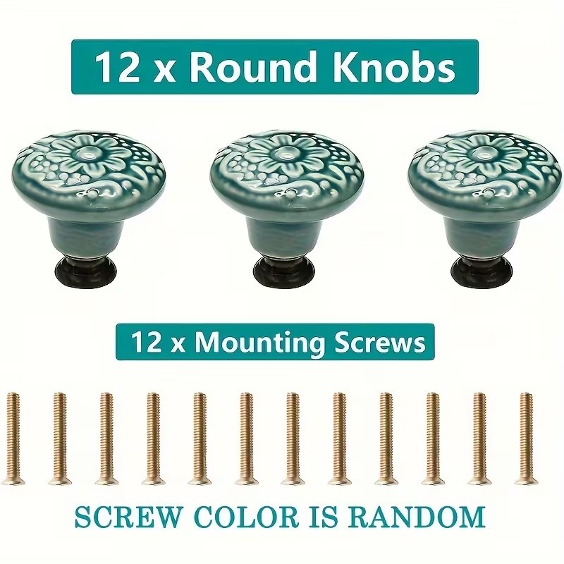 12개 세라믹 캐비닛 손잡이, 꽃무늬 디자인, 내구성이 - Furniture Hardware Bolts 리뷰 및 가격